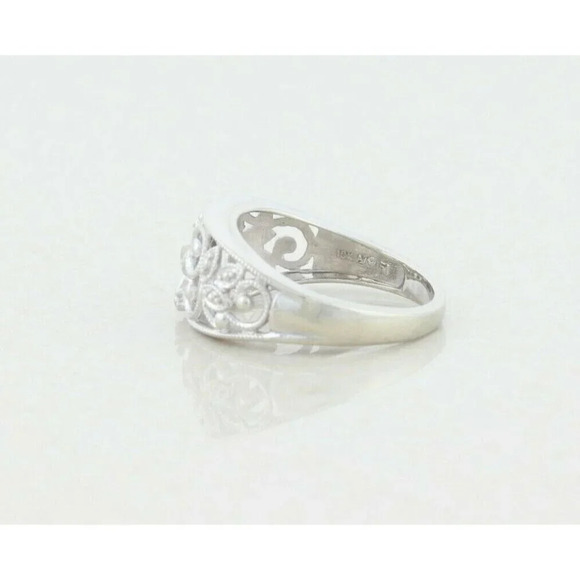 10k White Gold Diamond Butterfly Ring Size 7 1/4 - Picture 7 of 8